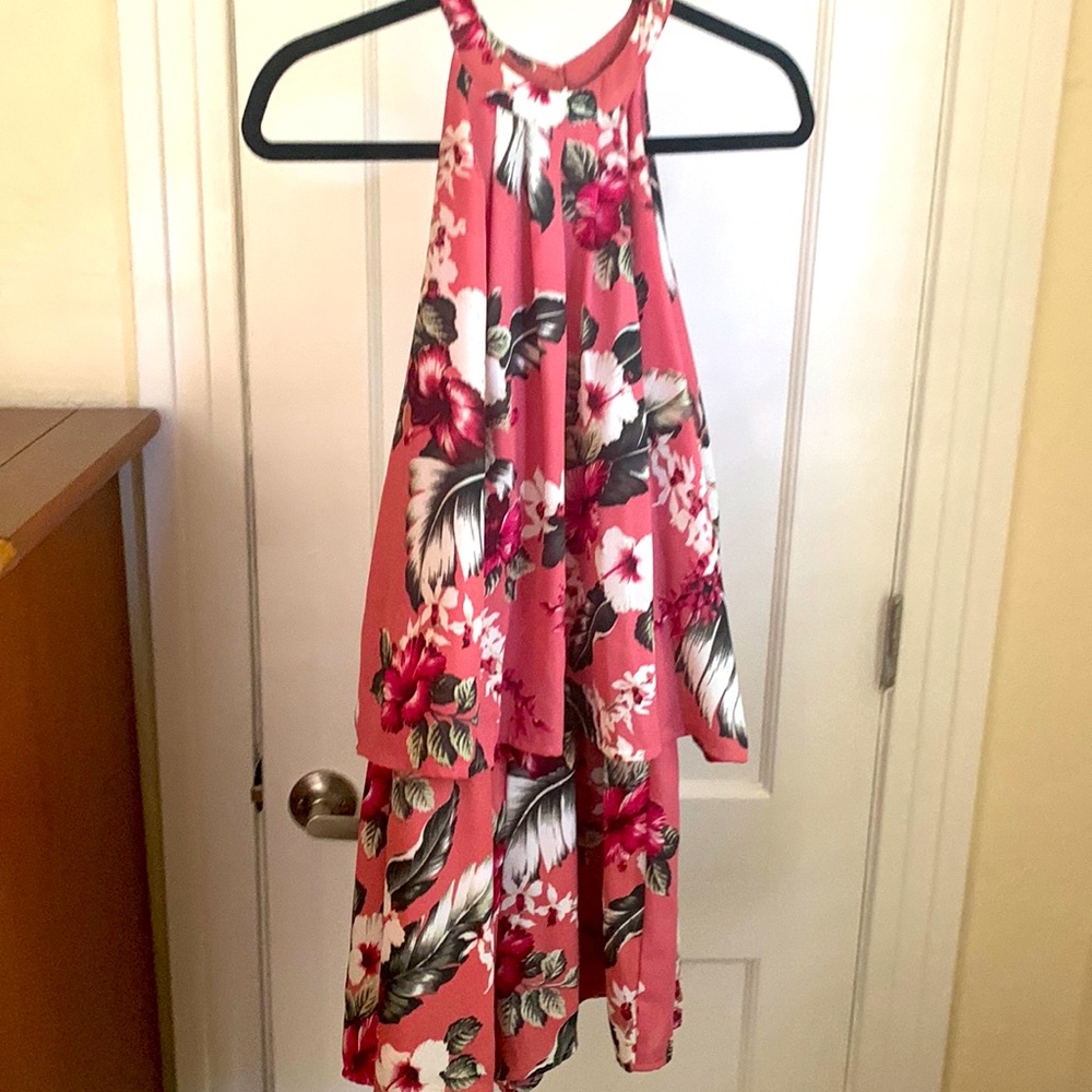 Halter open back floral romper size L